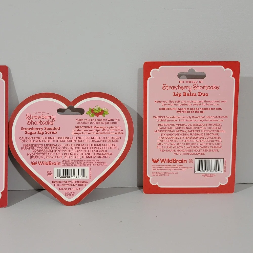 Strawberry Shortcake Lip Care Bundle Gloss Balm Sugar Scrub 4-Pack Set NEW